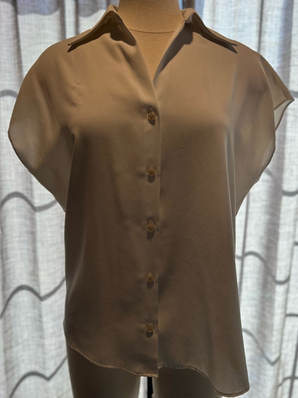 Rachel Zoe Ivory Short-Sleeve Button-Front Blouse